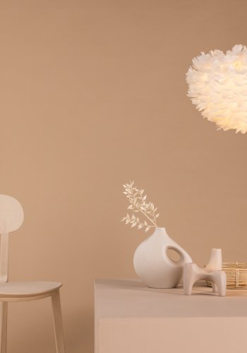 VENTURE DESIGN Nicola loftlampe, Medium - hvid kunstige fjer