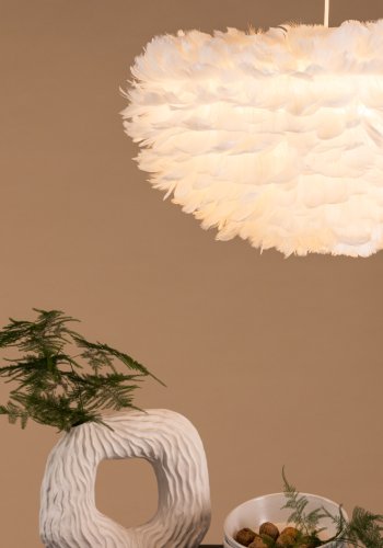 VENTURE DESIGN Nicola loftlampe, Large - hvid kunstige fjer