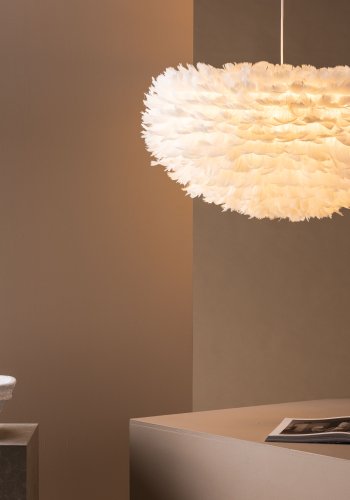 VENTURE DESIGN Nicola loftlampe, X-Large - hvid kunstige fjer