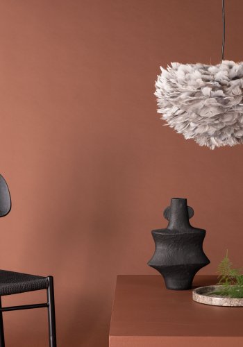 VENTURE DESIGN Nicola loftlampe, Medium - gr kunstige fjer