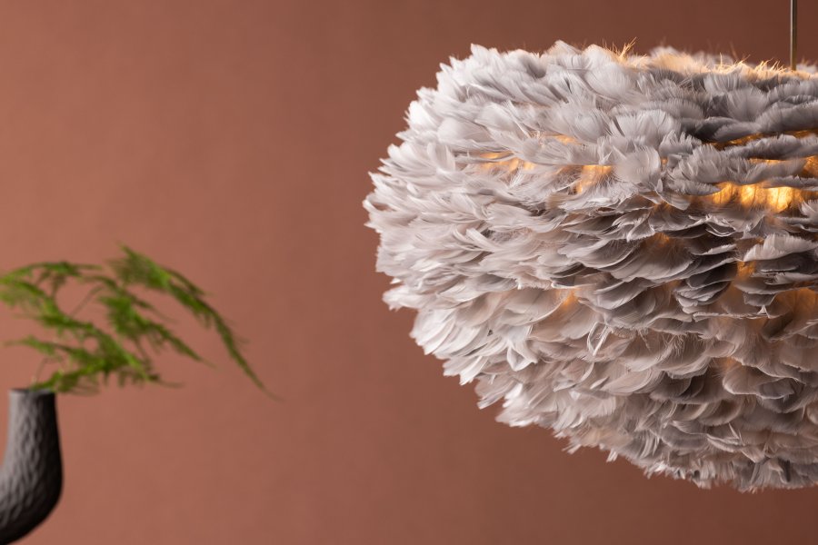 VENTURE DESIGN Nicola loftlampe, X-Large - gr kunstige fjer