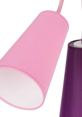 TK Wire brnelampe, m. 3 skrme - multifarvet stof og hvid metal