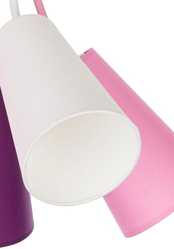 TK Wire brnelampe, m. 5 skrme - multifarvet stof og hvid metal