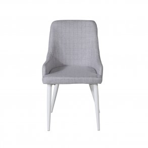 VENTURE DESIGN Plaza spisebordsstol, m. armln - lysegr polyester og hvid metal