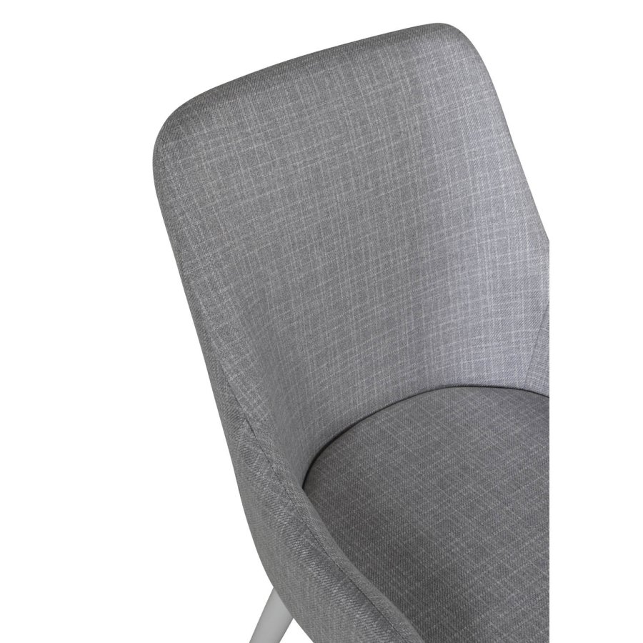 VENTURE DESIGN Plaza spisebordsstol, m. armln - lysegr polyester og hvid metal