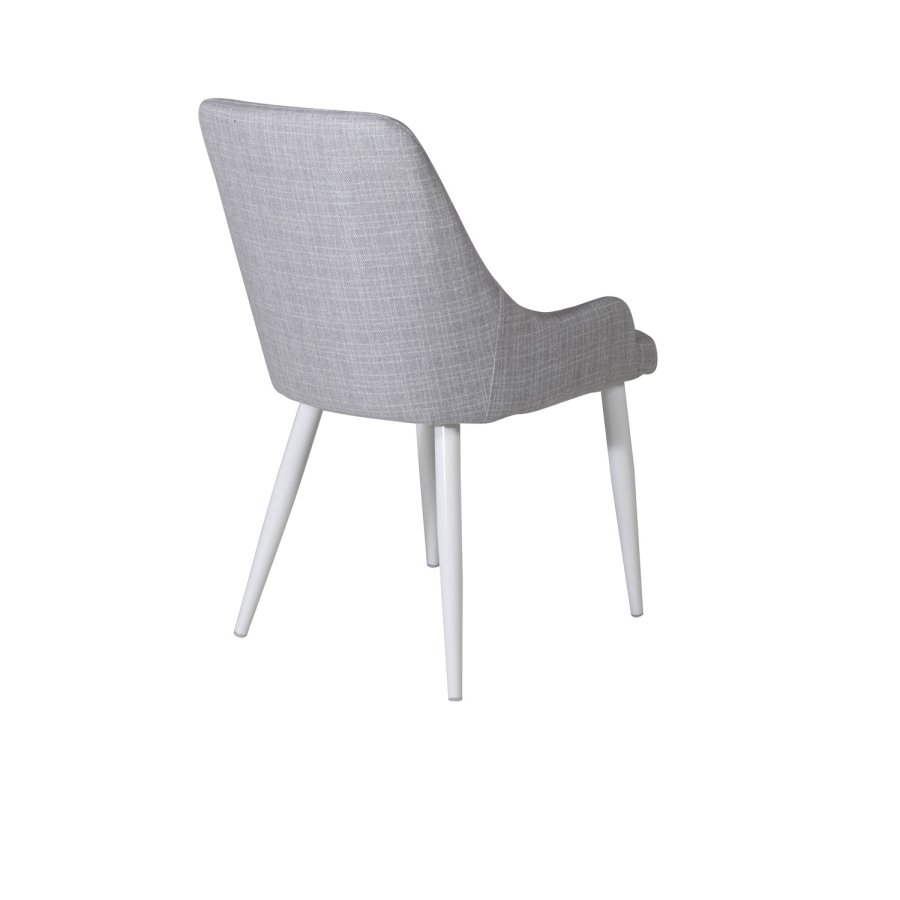 VENTURE DESIGN Plaza spisebordsstol, m. armln - lysegr polyester og hvid metal