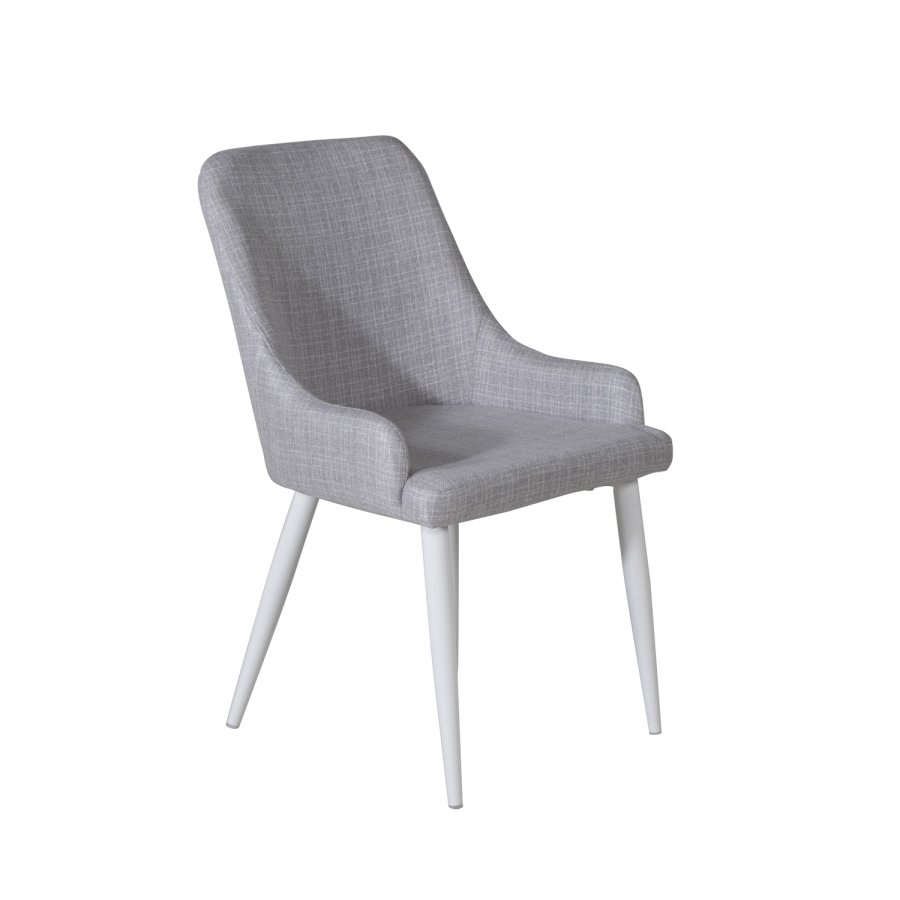 VENTURE DESIGN Plaza spisebordsstol, m. armln - lysegr polyester og hvid metal