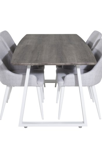 VENTURE DESIGN Plaza spisebordsstol, m. armln - lysegr polyester og hvid metal