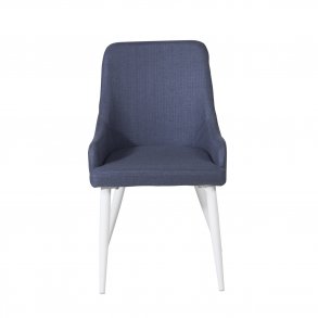 VENTURE DESIGN Plaza spisebordsstol, m. armln - bl polyester og hvid metal