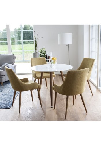 VENTURE DESIGN Plaza spisebordsstol, m. armln - sennepsgul polyester og metal