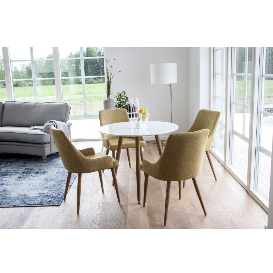 VENTURE DESIGN Plaza spisebordsstol, m. armln - sennepsgul polyester og metal