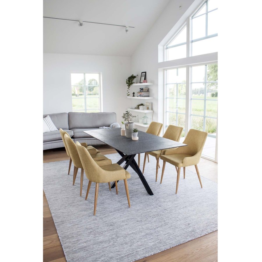 VENTURE DESIGN Plaza spisebordsstol, m. armln - sennepsgul polyester og metal