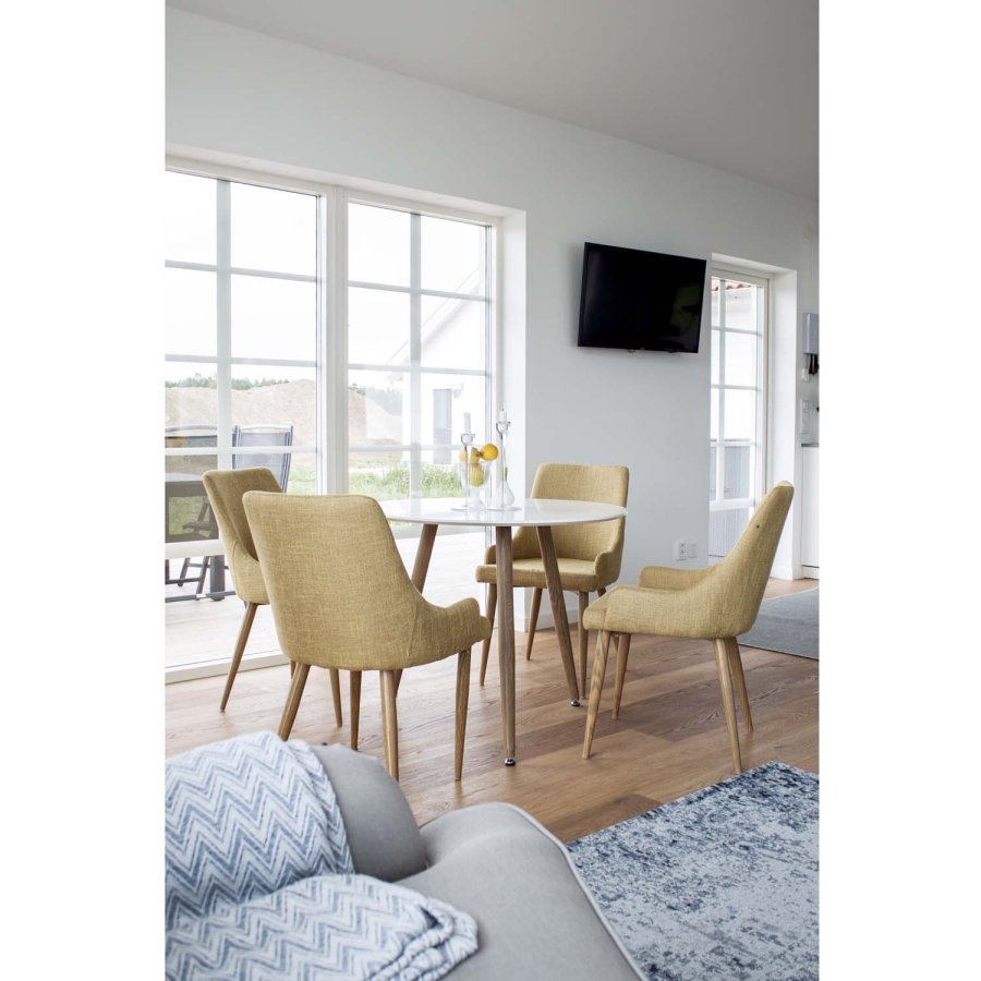 VENTURE DESIGN Plaza spisebordsstol, m. armln - sennepsgul polyester og metal