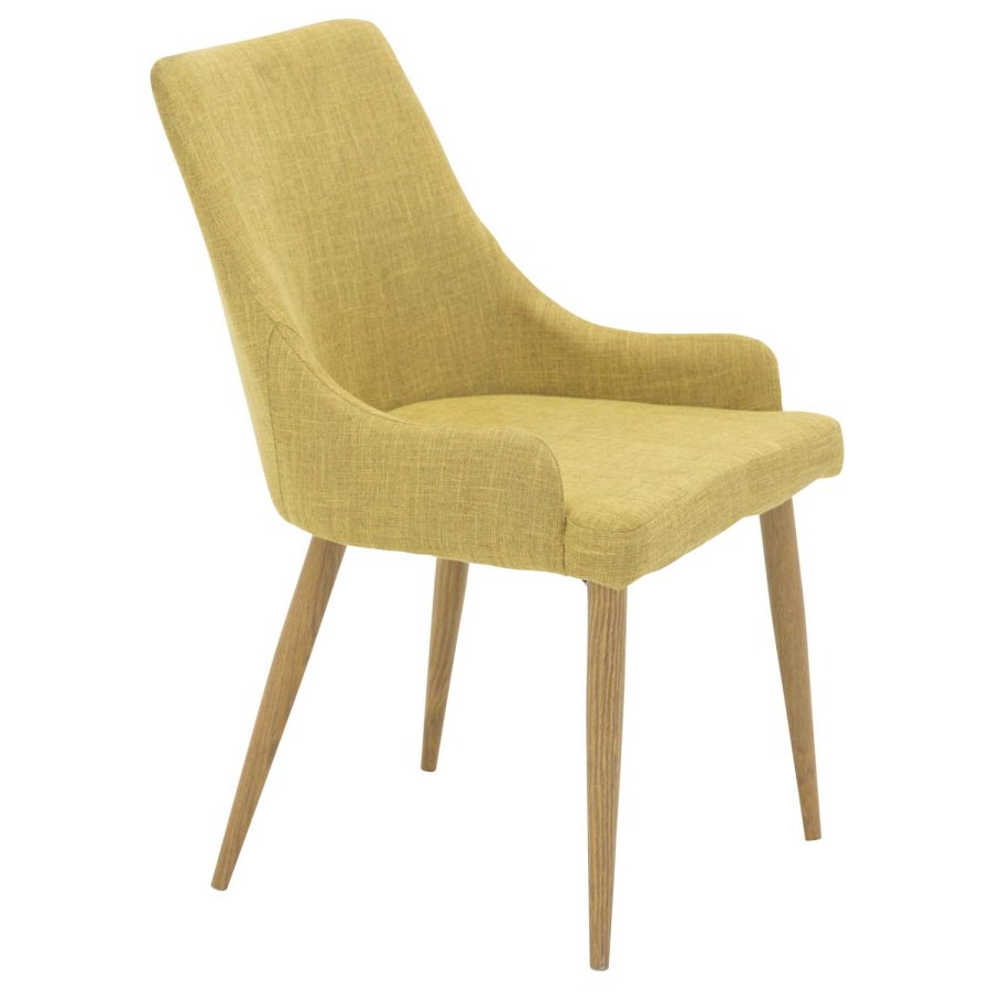 VENTURE DESIGN Plaza spisebordsstol, m. armln - sennepsgul polyester og metal