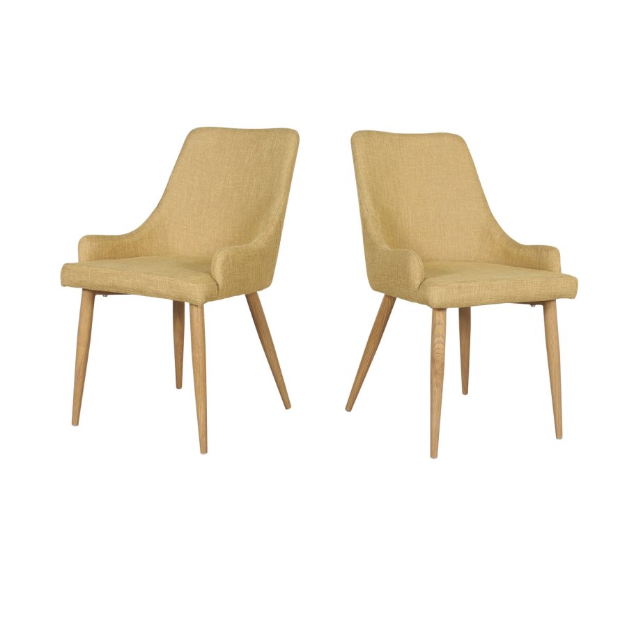 VENTURE DESIGN Plaza spisebordsstol, m. armln - sennepsgul polyester og metal