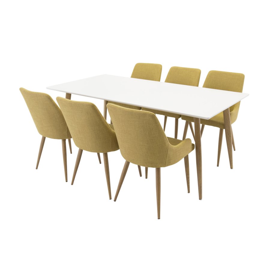 VENTURE DESIGN Plaza spisebordsstol, m. armln - sennepsgul polyester og metal