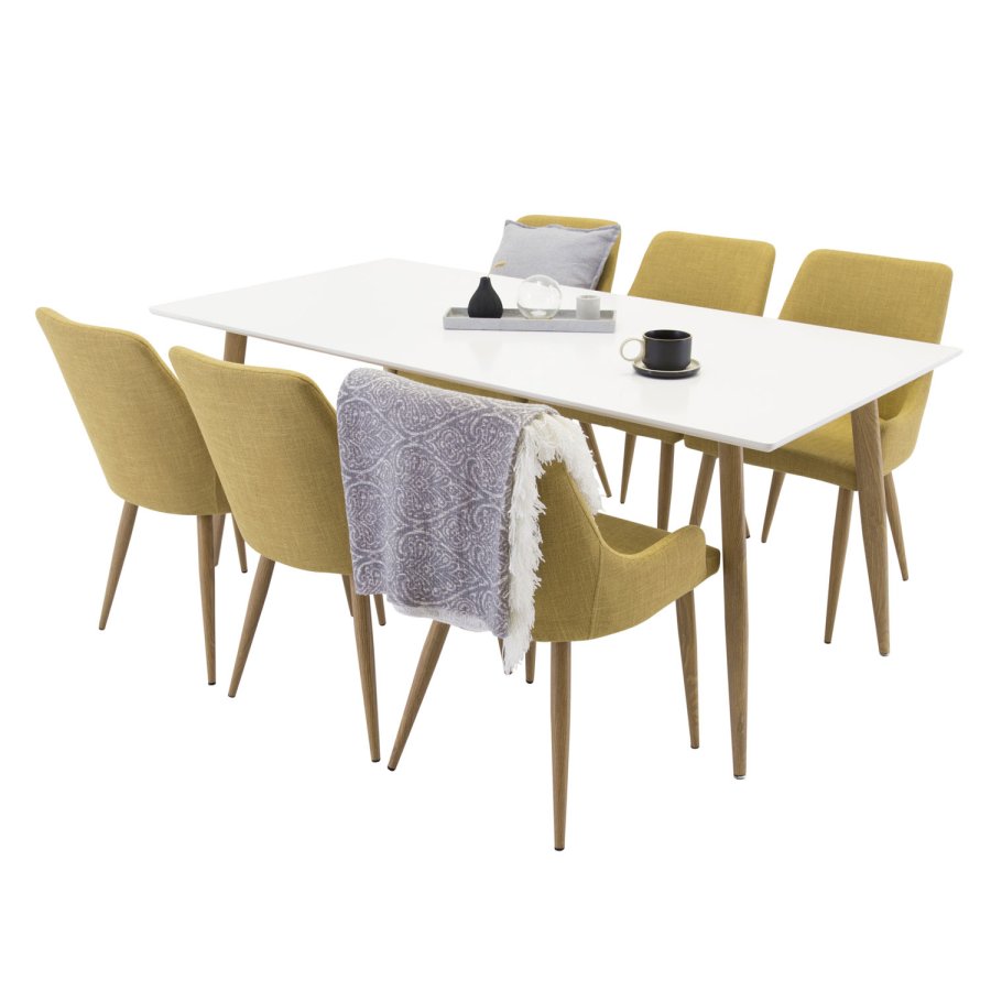 VENTURE DESIGN Plaza spisebordsstol, m. armln - sennepsgul polyester og metal