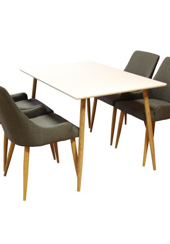 VENTURE DESIGN Plaza spisebordsstol, m. armln - mrkegr polyester og metal