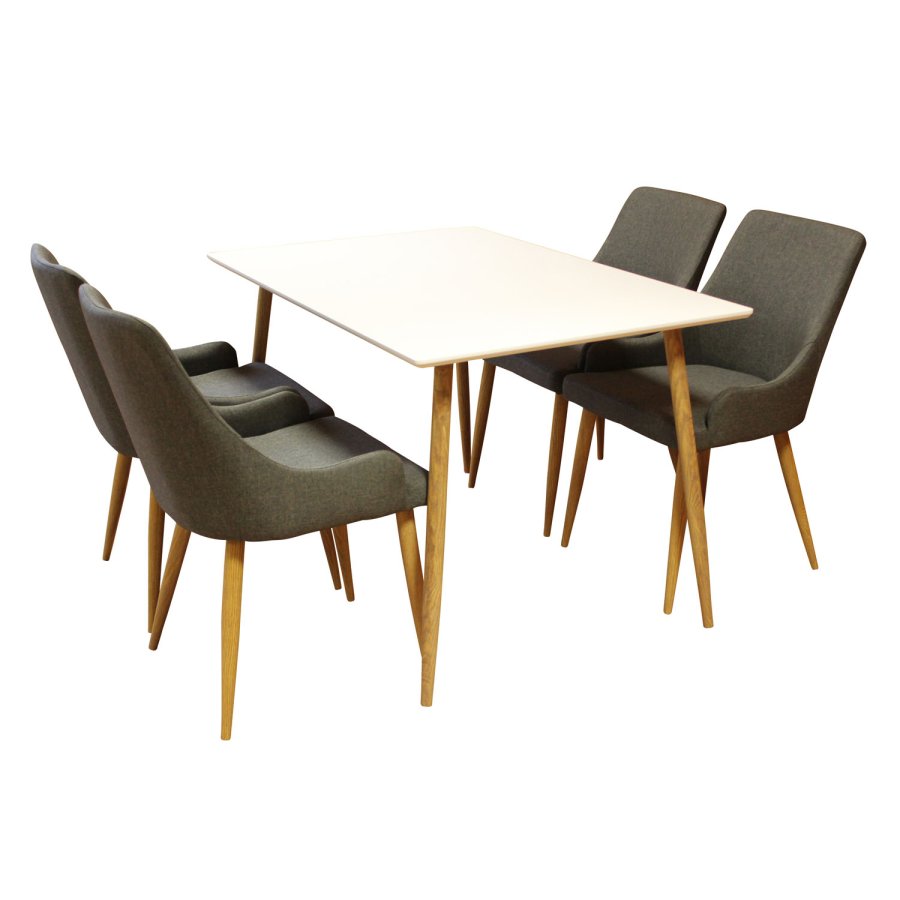 VENTURE DESIGN Plaza spisebordsstol, m. armln - mrkegr polyester og metal