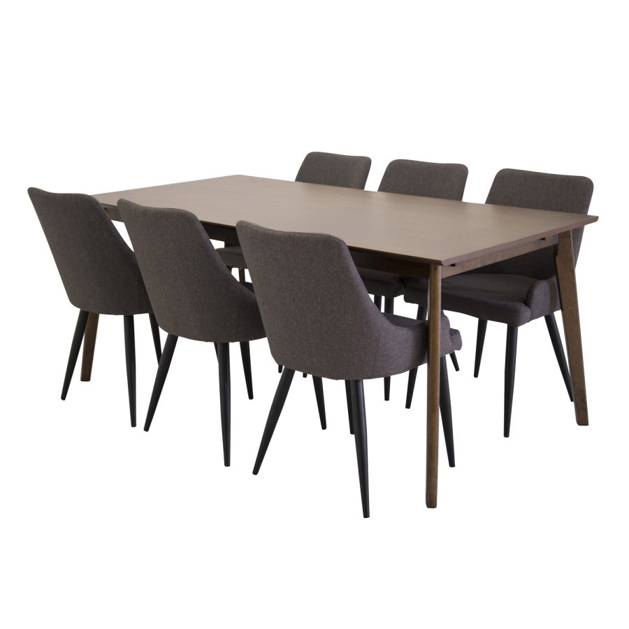 VENTURE DESIGN Plaza spisebordsstol, m. armln - mrkegr polyester og metal