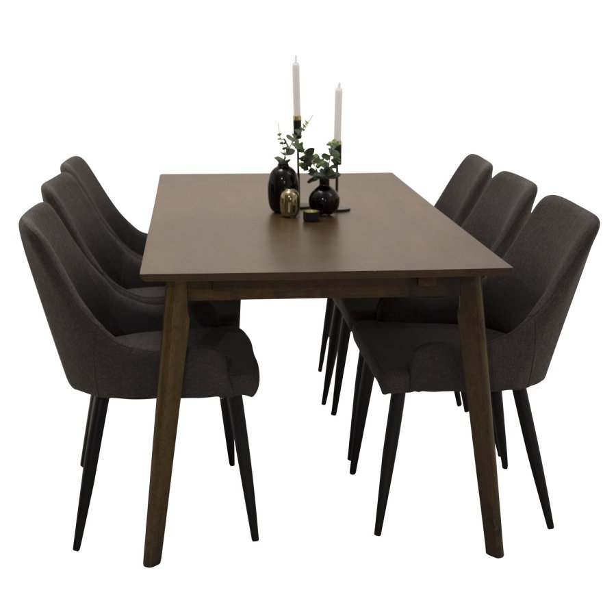 VENTURE DESIGN Plaza spisebordsstol, m. armln - mrkegr polyester og metal