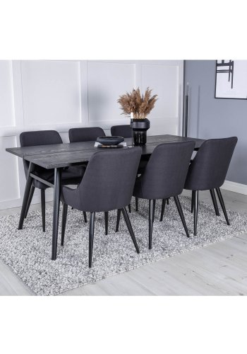 VENTURE DESIGN Plaza spisebordsstol, m. armln - sort polyester og sort metal