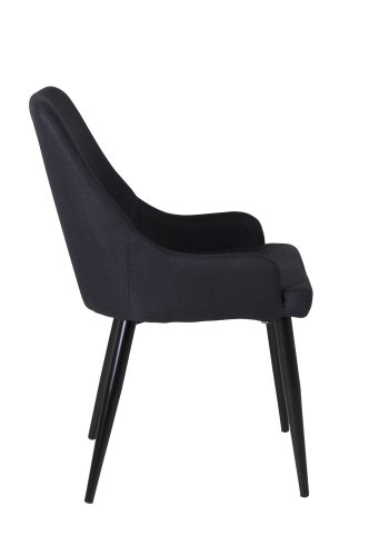 VENTURE DESIGN Plaza spisebordsstol, m. armln - sort polyester og sort metal