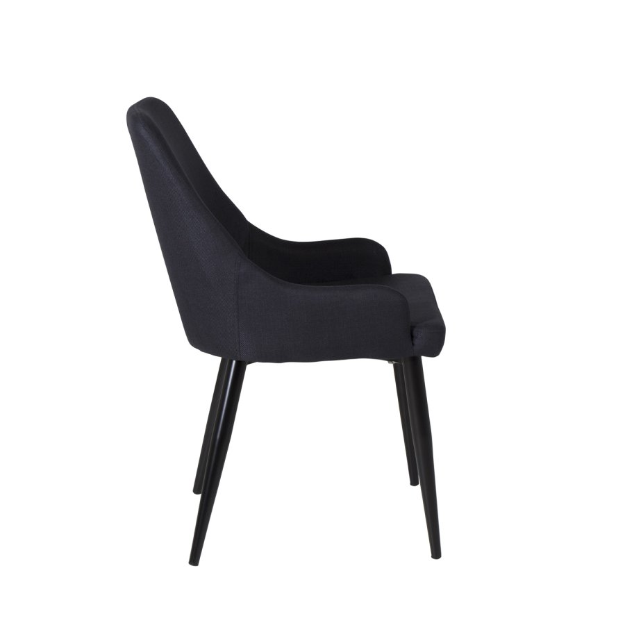 VENTURE DESIGN Plaza spisebordsstol, m. armln - sort polyester og sort metal