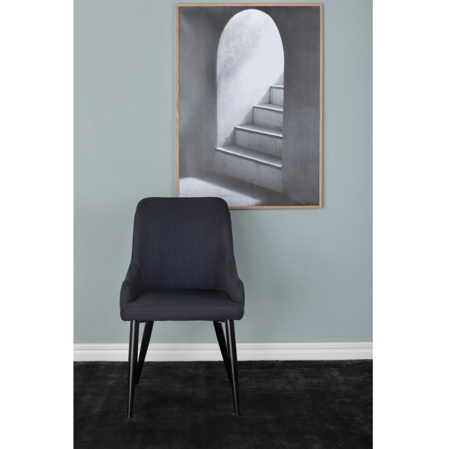 VENTURE DESIGN Plaza spisebordsstol, m. armln - sort polyester og sort metal