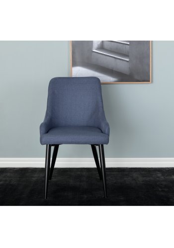 VENTURE DESIGN Plaza spisebordsstol, m. armln - bl polyester og sort metal