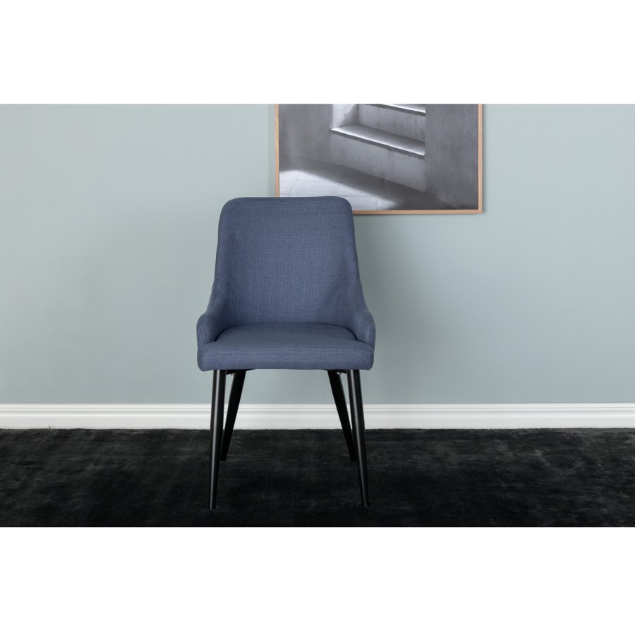 VENTURE DESIGN Plaza spisebordsstol, m. armln - bl polyester og sort metal