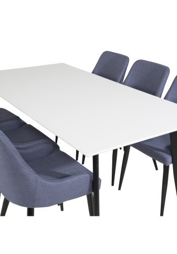 VENTURE DESIGN Plaza spisebordsstol, m. armln - bl polyester og sort metal