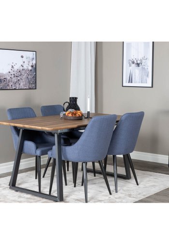 VENTURE DESIGN Plaza spisebordsstol, m. armln - bl polyester og sort metal