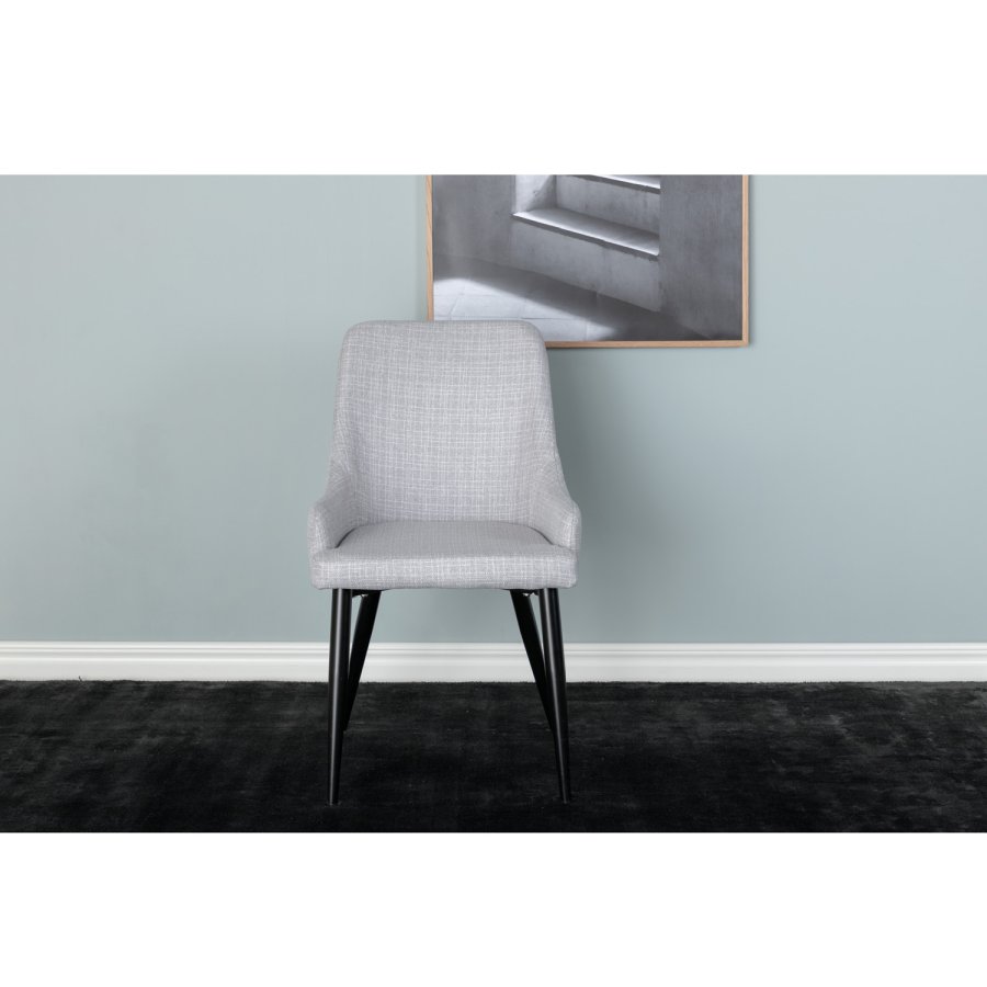 VENTURE DESIGN Plaza spisebordsstol, m. armln - lysegr polyester og sort metal