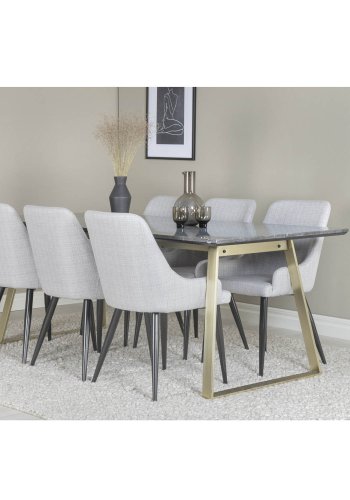 VENTURE DESIGN Plaza spisebordsstol, m. armln - lysegr polyester og sort metal