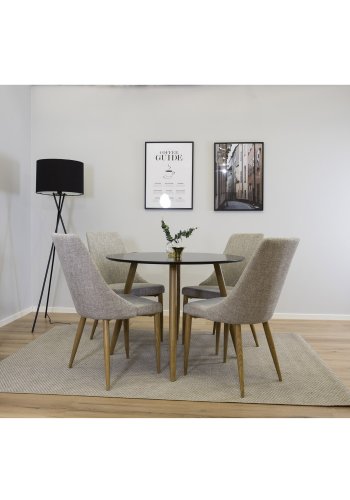 VENTURE DESIGN Leone spisebordsstol, m. armln - lysegr polyester og natur metal