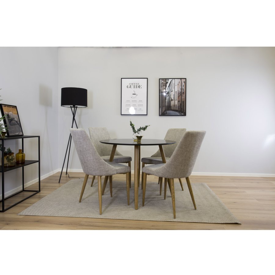 VENTURE DESIGN Leone spisebordsstol, m. armln - lysegr polyester og natur metal