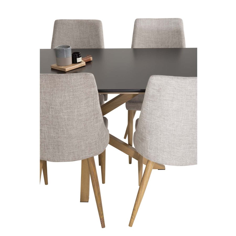 VENTURE DESIGN Leone spisebordsstol, m. armln - lysegr polyester og natur metal