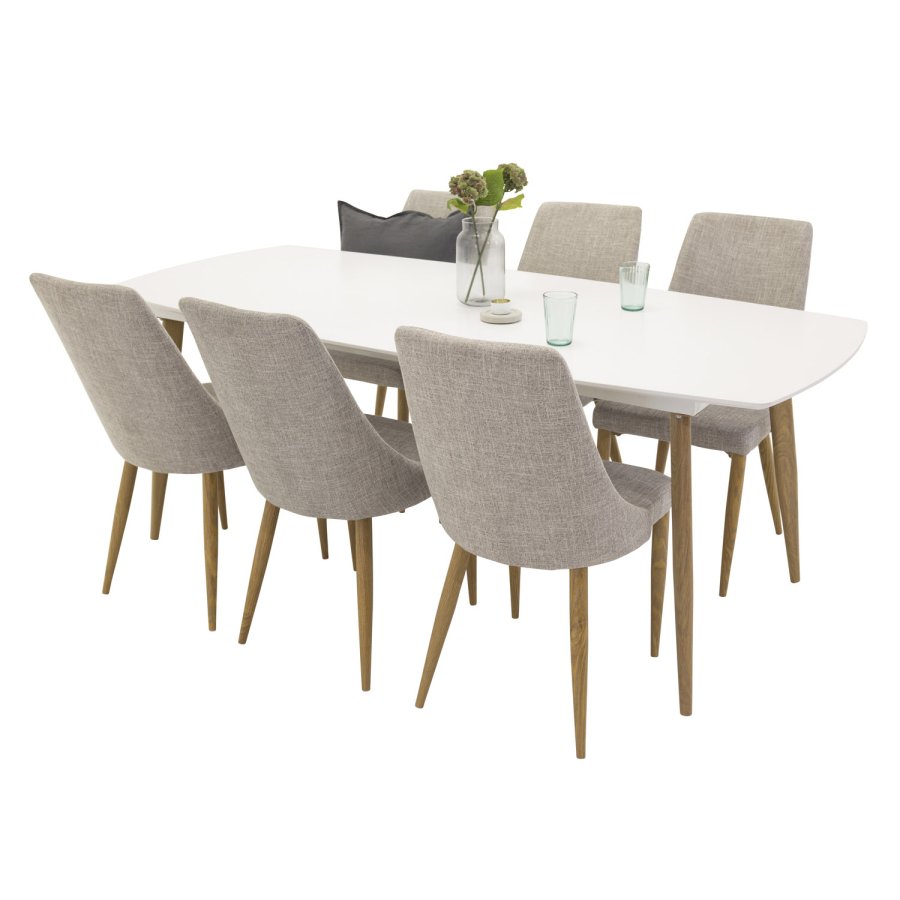 VENTURE DESIGN Leone spisebordsstol, m. armln - lysegr polyester og natur metal