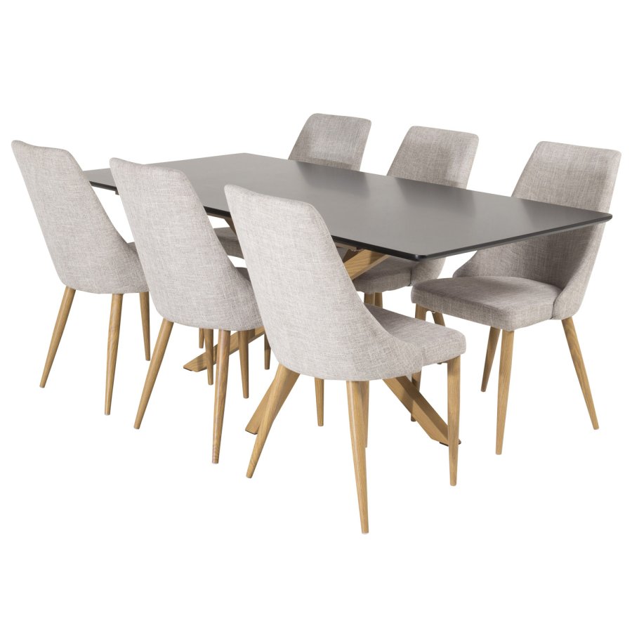 VENTURE DESIGN Leone spisebordsstol, m. armln - lysegr polyester og natur metal