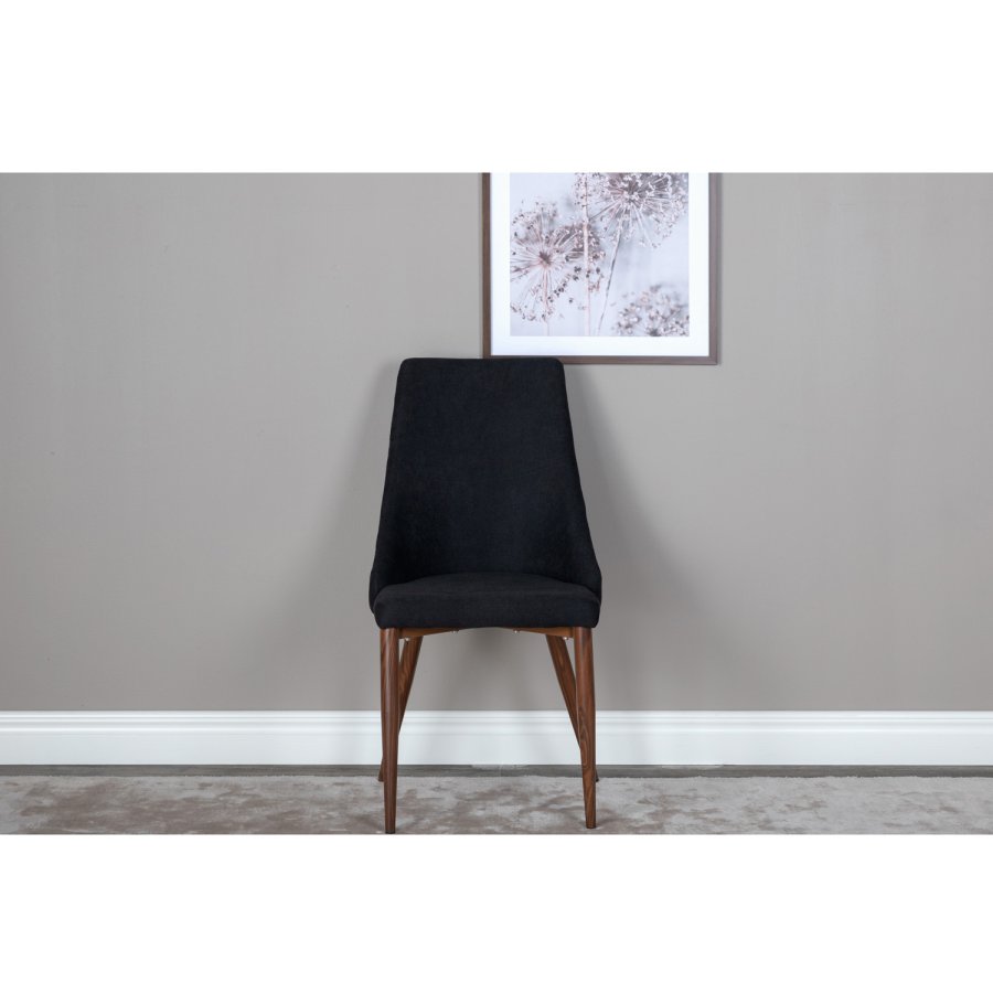 VENTURE DESIGN Leone spisebordsstol, m. armln - sort polyester og valndfolie metal