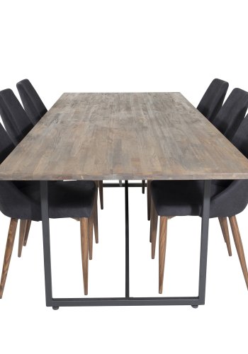 VENTURE DESIGN Leone spisebordsstol, m. armln - sort polyester og valndfolie metal