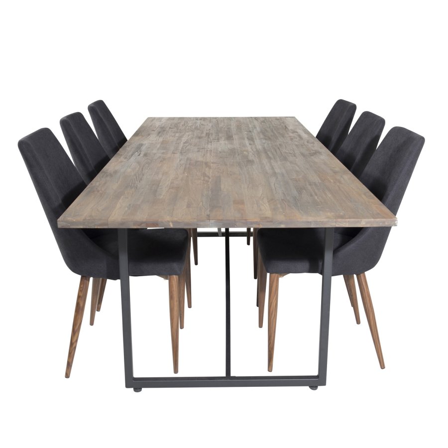 VENTURE DESIGN Leone spisebordsstol, m. armln - sort polyester og valndfolie metal