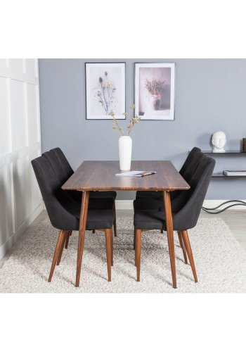 VENTURE DESIGN Leone spisebordsstol, m. armln - sort polyester og valndfolie metal