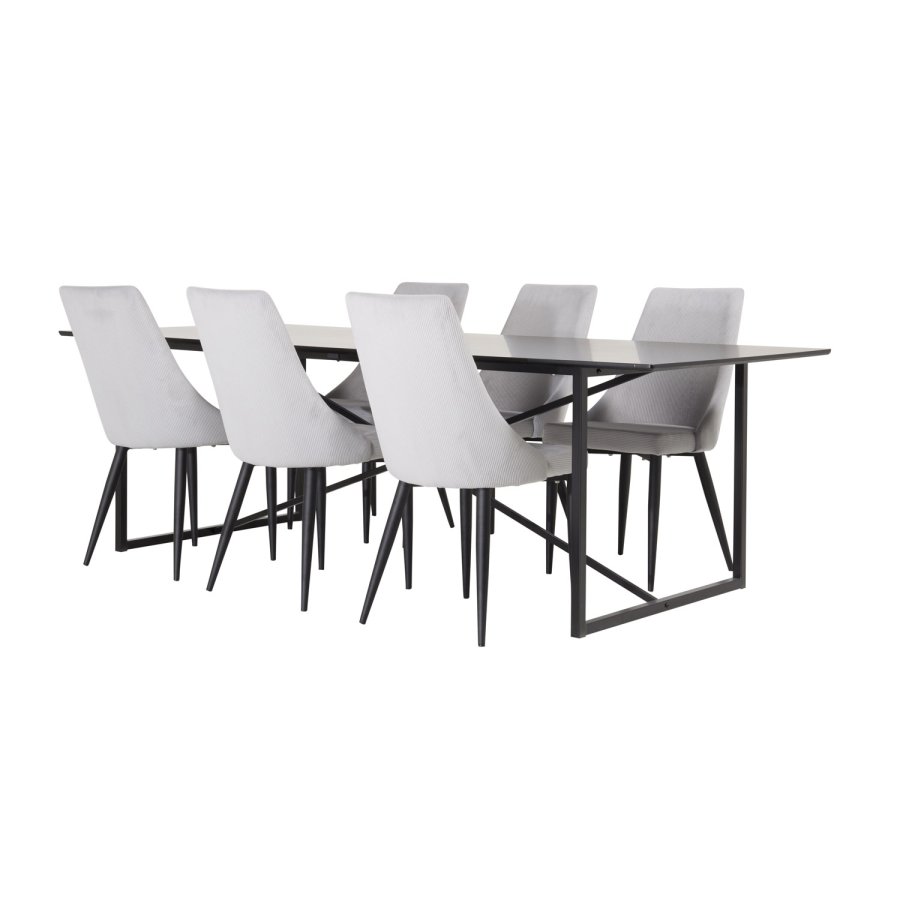 VENTURE DESIGN Leone spisebordsstol, m. armln - lysegr fljl og sort metal