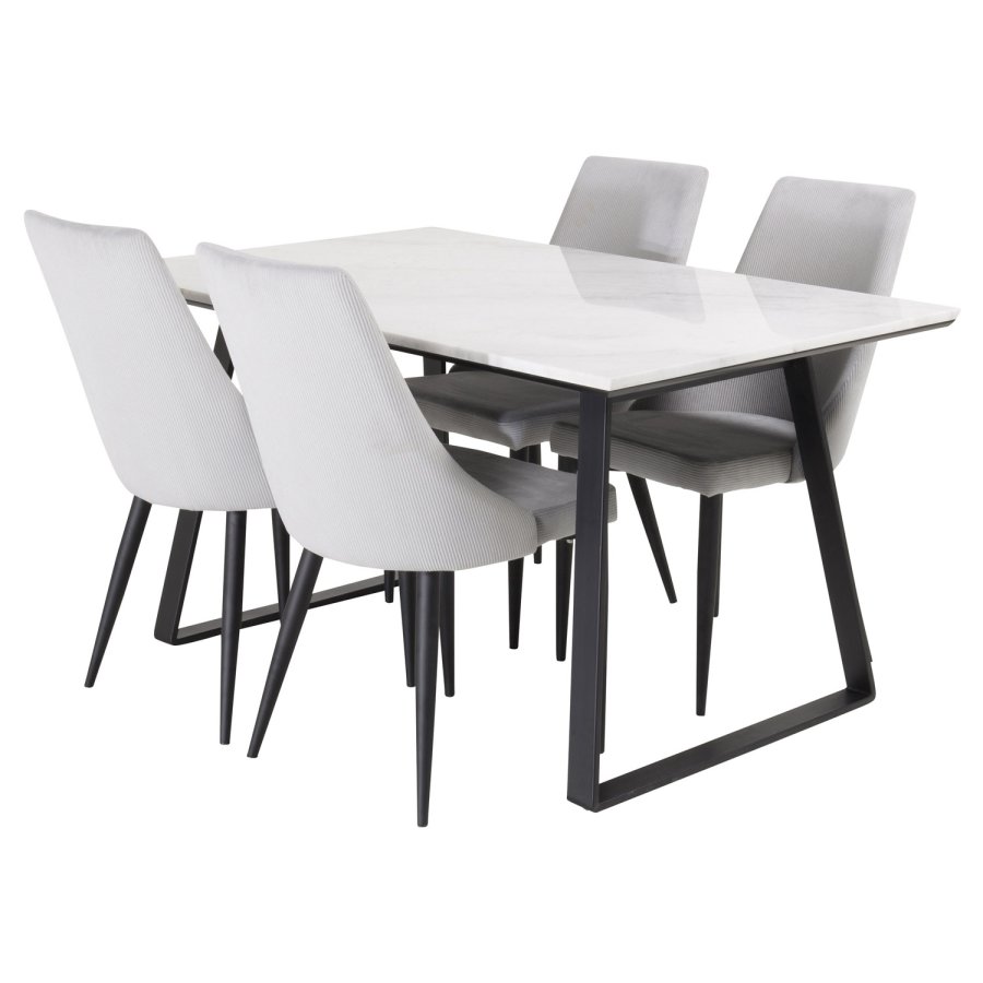 VENTURE DESIGN Leone spisebordsstol, m. armln - lysegr fljl og sort metal