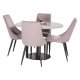 VENTURE DESIGN Leone spisebordsstol, m. armln - dusty pink fljl og sort metal