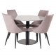 VENTURE DESIGN Leone spisebordsstol, m. armln - dusty pink fljl og sort metal