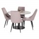 VENTURE DESIGN Leone spisebordsstol, m. armln - dusty pink fljl og sort metal