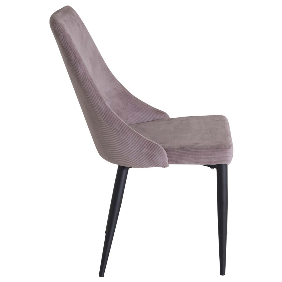VENTURE DESIGN Leone spisebordsstol, m. armln - dusty pink fljl og sort metal